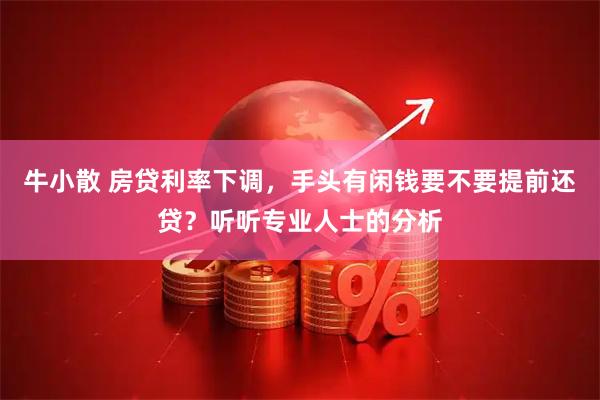 牛小散 房贷利率下调，手头有闲钱要不要提前还贷？听听专业人士的分析